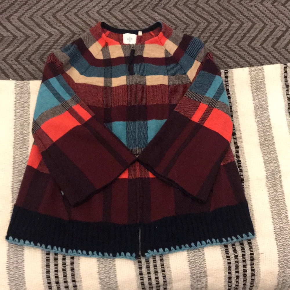 Wool blend plaid zip up cardigan from anthropology